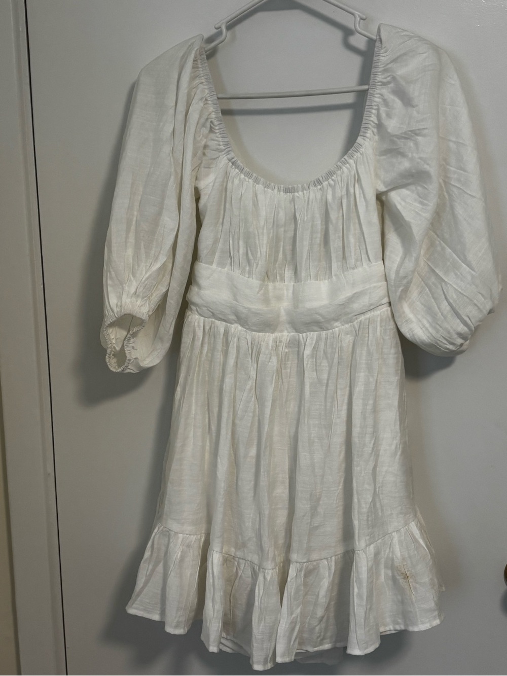 Petal and Pup White Puff Sleeve Linen Dress